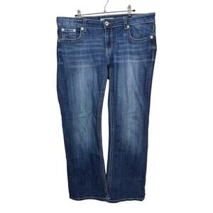 Stetson No. 816 Classic Bootcut Jeans Womens 18 Blue Stretch Embroidered Pockets